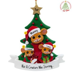 Personalized Parent and 2 Children Mouse Christmas Ornament