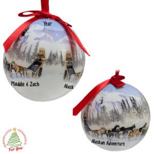 Personalized Alaska Sled Dog Round Ball Ornament